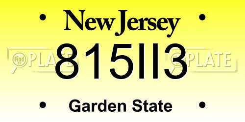 815II3 New Jersey License Plate
