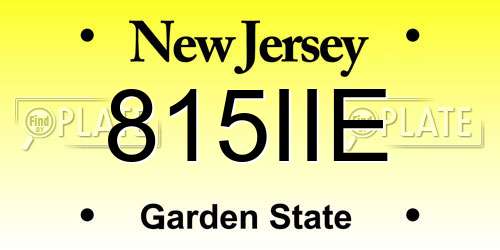 815IIE New Jersey License Plate