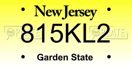 815KL2 New Jersey License Plate