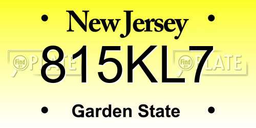 815KL7 New Jersey License Plate