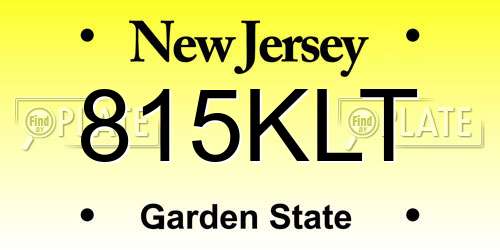 815KLT New Jersey License Plate