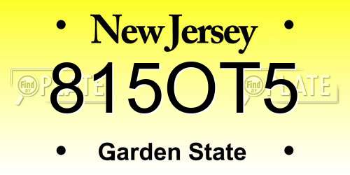 815OT5 New Jersey License Plate