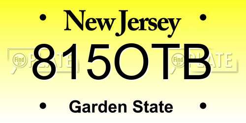 815OTB New Jersey License Plate