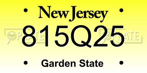 815Q25 New Jersey License Plate