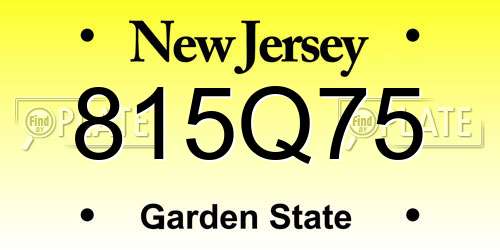 815Q75 New Jersey License Plate