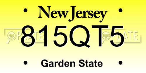 815QT5 New Jersey License Plate