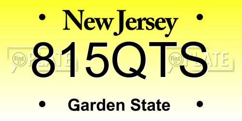 815QTS New Jersey License Plate