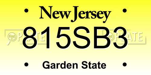 815SB3 New Jersey License Plate