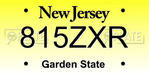 815ZXR New Jersey License Plate