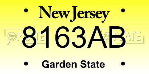 8163AB New Jersey License Plate