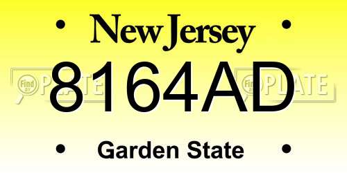 8164AD New Jersey License Plate