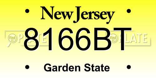 8166BT New Jersey License Plate