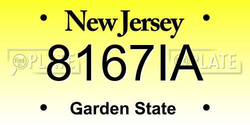 8167IA New Jersey License Plate