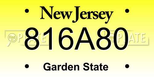 816A80 New Jersey License Plate