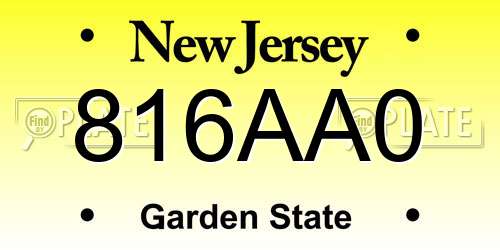 816AA0 New Jersey License Plate