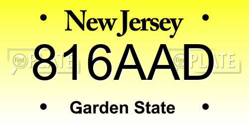 816AAD New Jersey License Plate