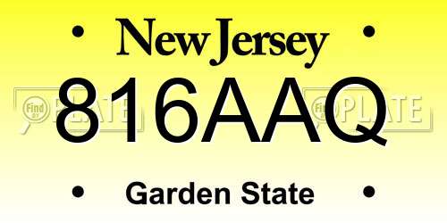 816AAQ New Jersey License Plate