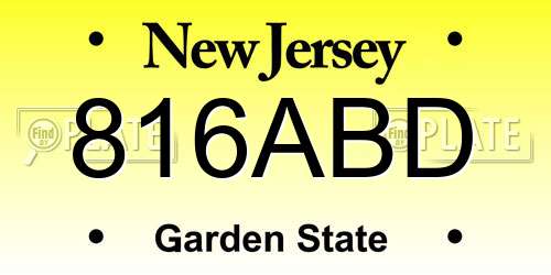 816ABD New Jersey License Plate
