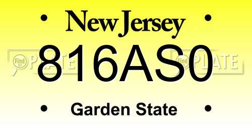 816AS0 New Jersey License Plate