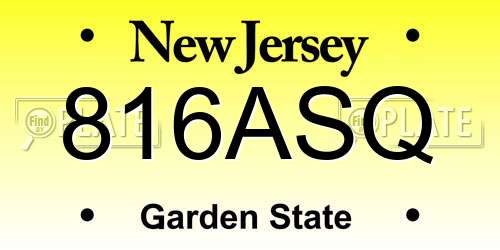 816ASQ New Jersey License Plate