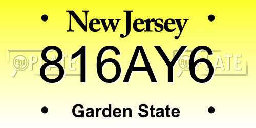 816AY6 New Jersey License Plate