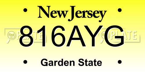 816AYG New Jersey License Plate