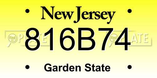 816B74 New Jersey License Plate