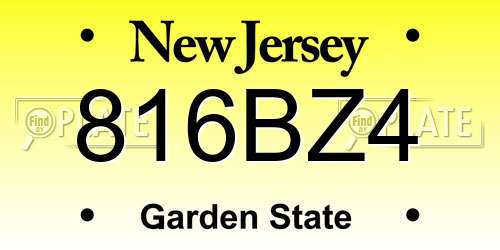 816BZ4 New Jersey License Plate