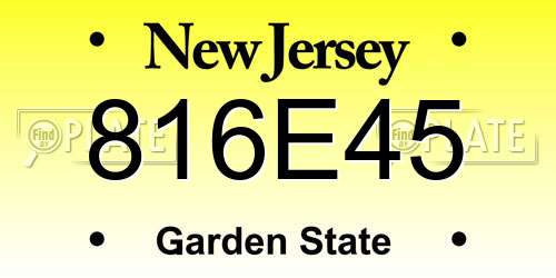 816E45 New Jersey License Plate