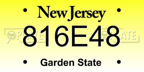 816E48 New Jersey License Plate