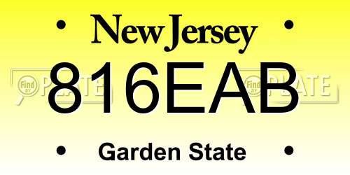 816EAB New Jersey License Plate