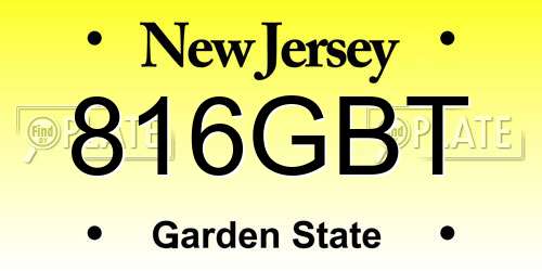 816GBT New Jersey License Plate