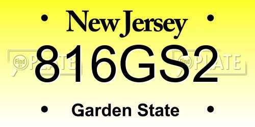816GS2 New Jersey License Plate