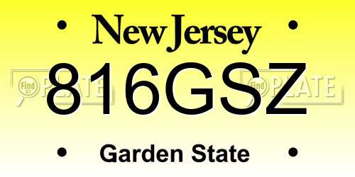 816GSZ New Jersey License Plate