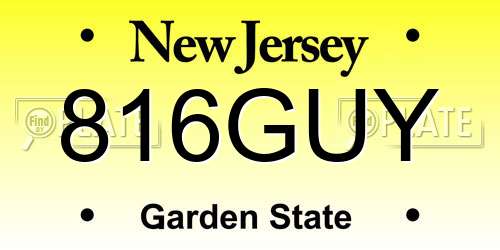 816GUY New Jersey License Plate