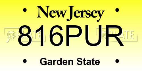 816PUR New Jersey License Plate