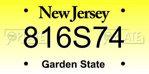 816S74 New Jersey License Plate