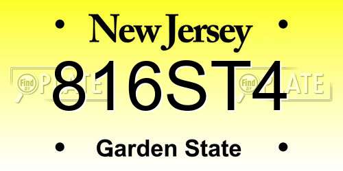 816ST4 New Jersey License Plate