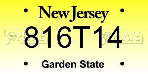 816T14 New Jersey License Plate