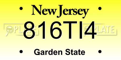 816TI4 New Jersey License Plate