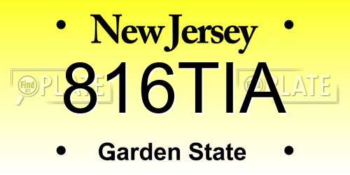 816TIA New Jersey License Plate