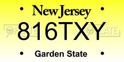 816TXY New Jersey License Plate