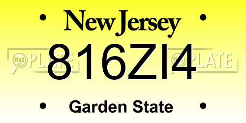 816ZI4 New Jersey License Plate