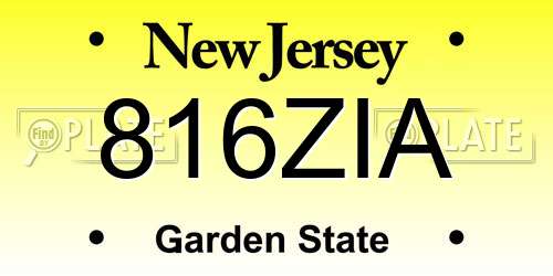 816ZIA New Jersey License Plate
