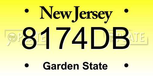 8174DB New Jersey License Plate