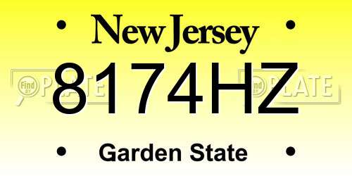 8174HZ New Jersey License Plate