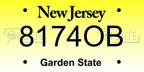 8174OB New Jersey License Plate