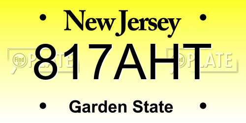 817AHT New Jersey License Plate