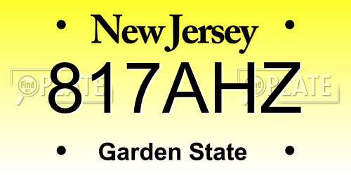 817AHZ New Jersey License Plate
