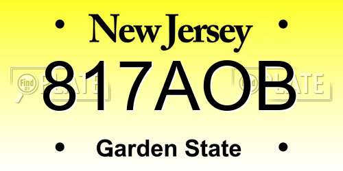 817AOB New Jersey License Plate